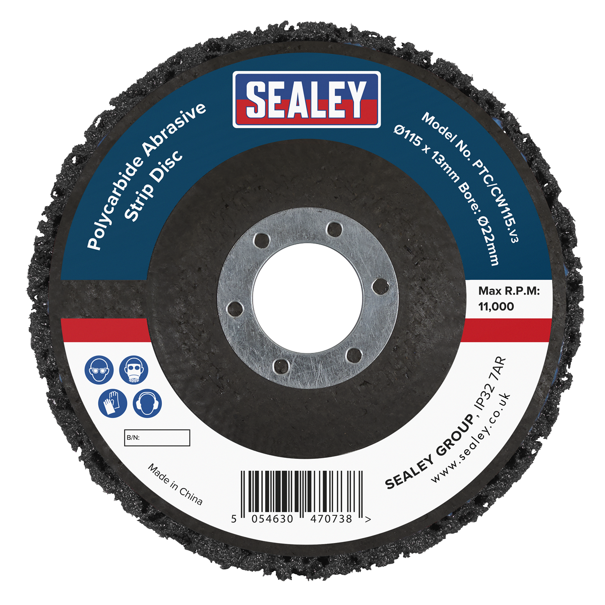 115 x 13mm Polycarbide Abrasive Strip Disc 22mm Bore - Black PTC/CW115