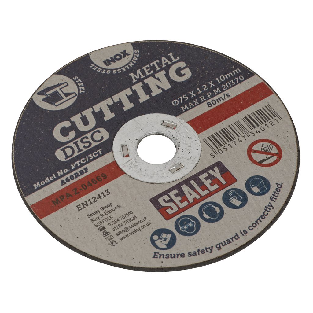 75 x 1.2mm Cutting Disc 10mm Bore - Pack of 100 PTC/3CT100