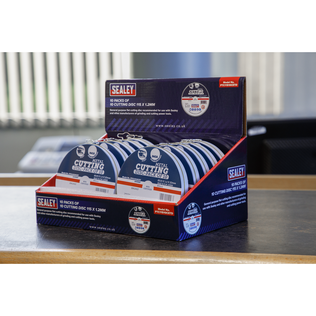115 x 1.2mm Cutting Discs, Packs of 10 - Display Box of 10 PTC11510CETD