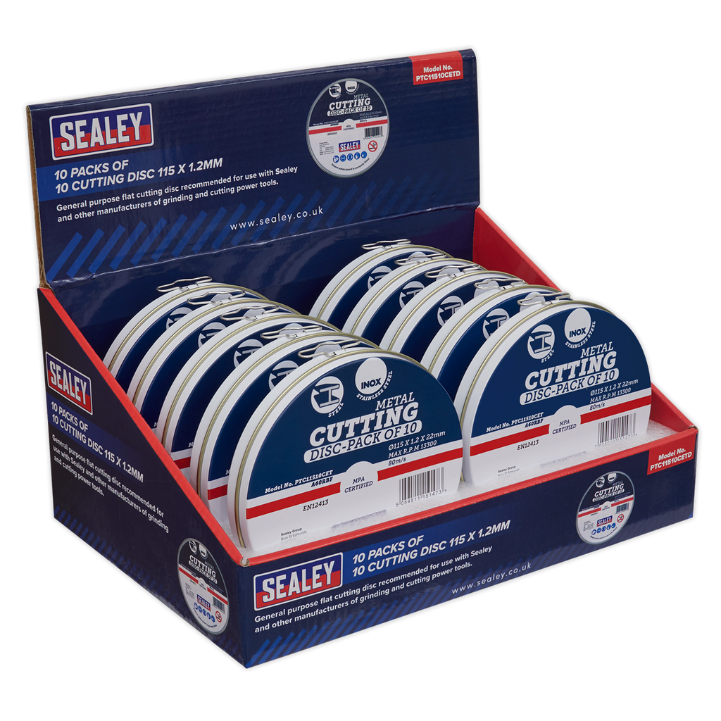 115 x 1.2mm Cutting Discs, Packs of 10 - Display Box of 10 PTC11510CETD