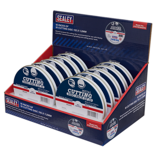 115 x 1.2mm Cutting Discs, Packs of 10 - Display Box of 10 PTC11510CETD