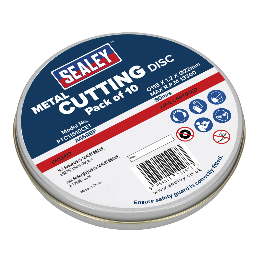115 x 1.2mm Cutting Disc 22mm Bore - Pack of 10 PTC11510CET