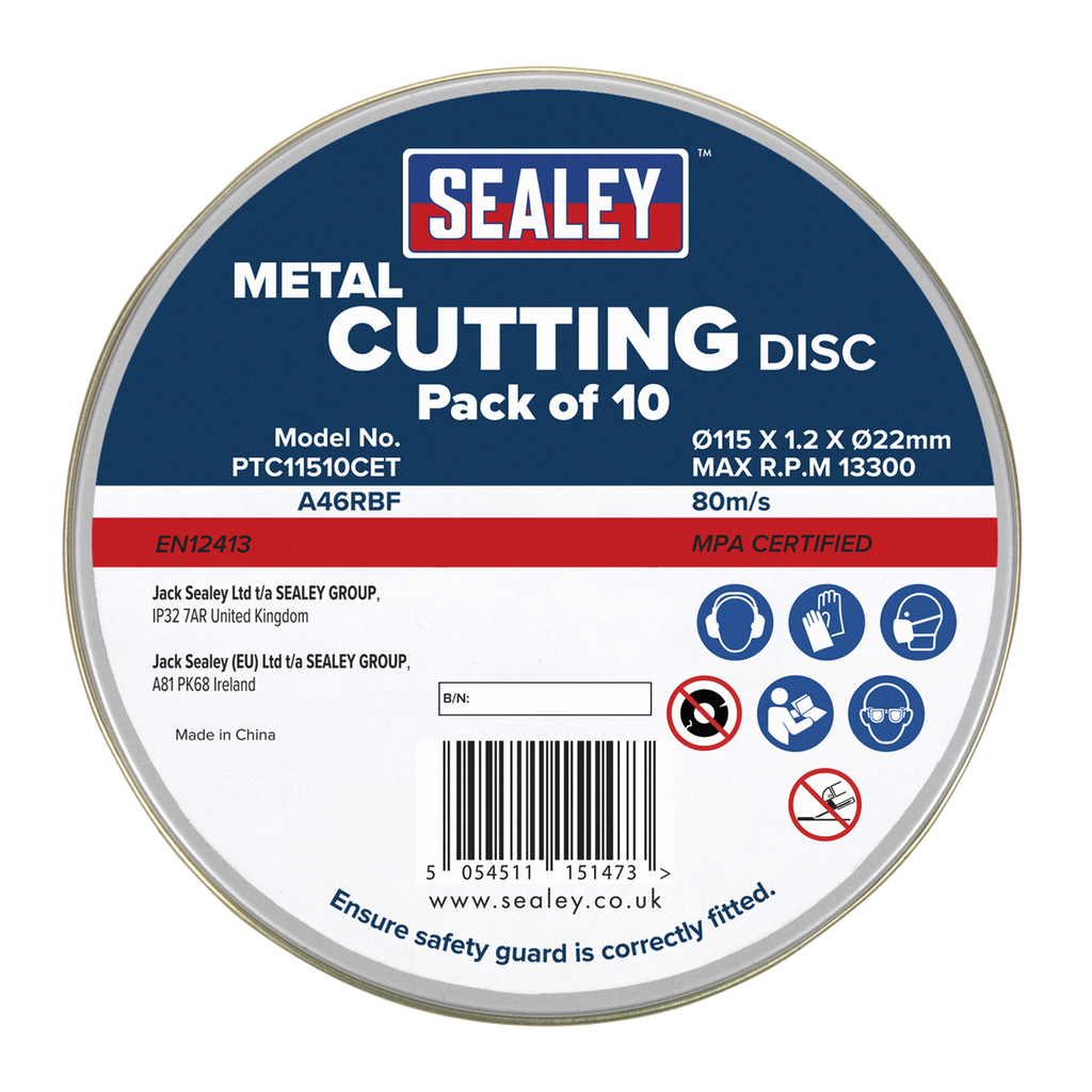 115 x 1.2mm Cutting Disc 22mm Bore - Pack of 10 PTC11510CET