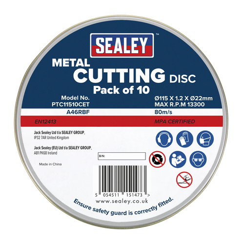 115 x 1.2mm Cutting Disc 22mm Bore - Pack of 10 PTC11510CET