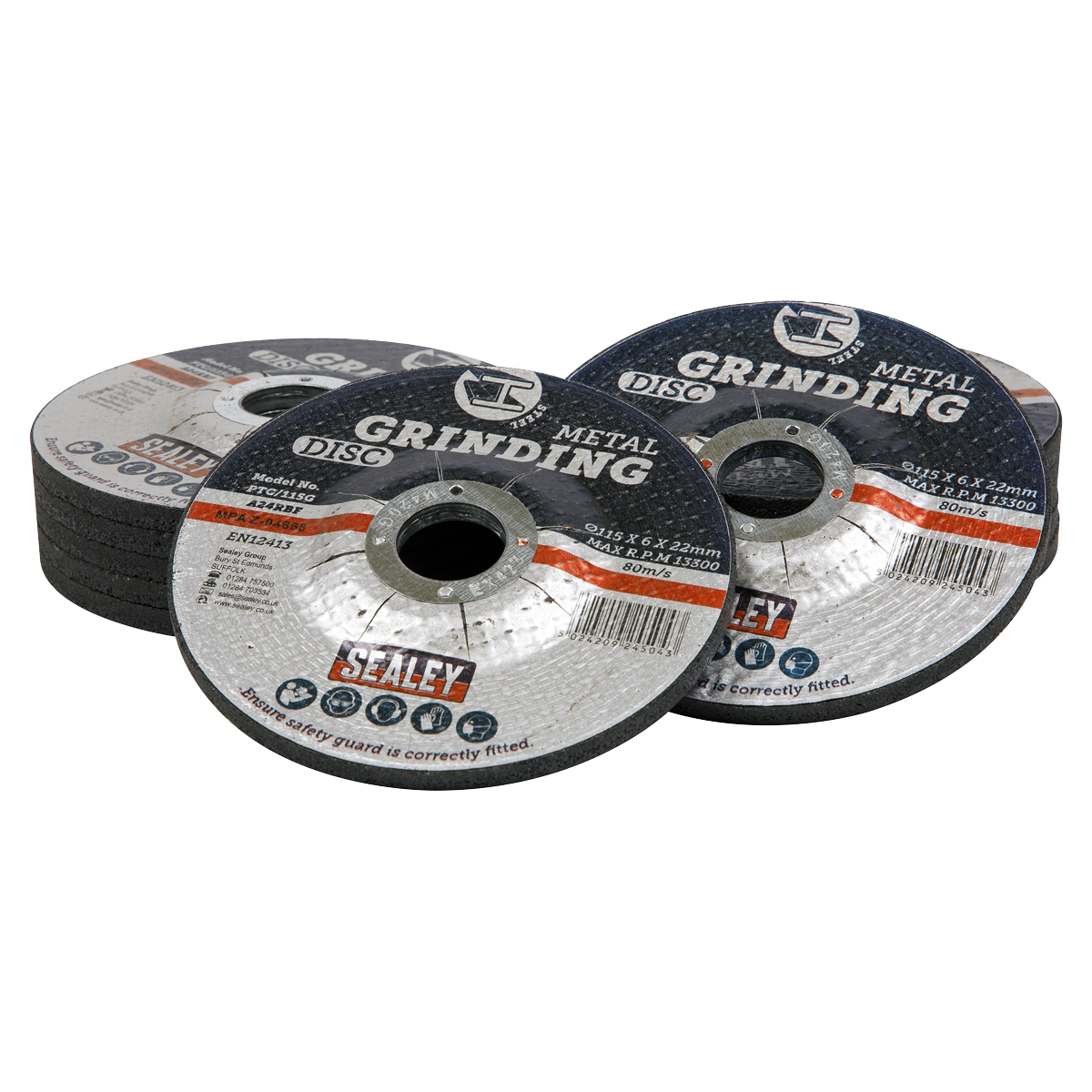 115 x 6mm Grinding Disc 22mm Bore - Pack of 12 PTC115G12