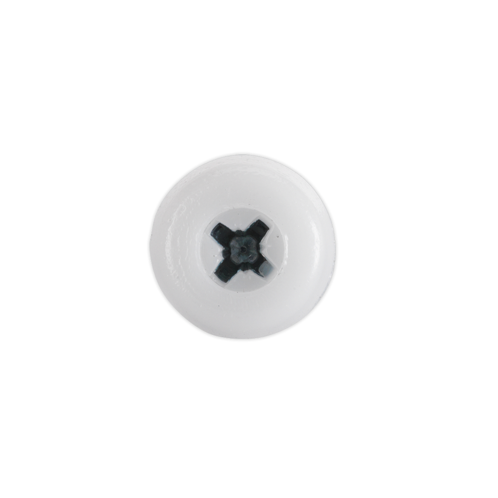 Numberplate Screw with Plastic Enclosed Head 4.8 x 18mm, White - Pack of 50 PTNP1