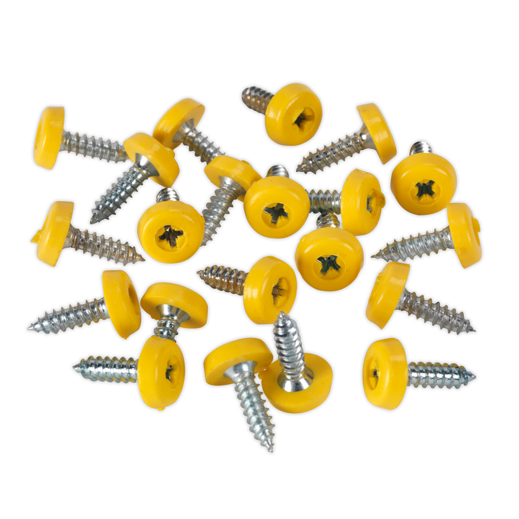 Numberplate Screw with Plastic Enclosed Head 4.8 x 18mm, Yellow - Pack of 50 PTNP2