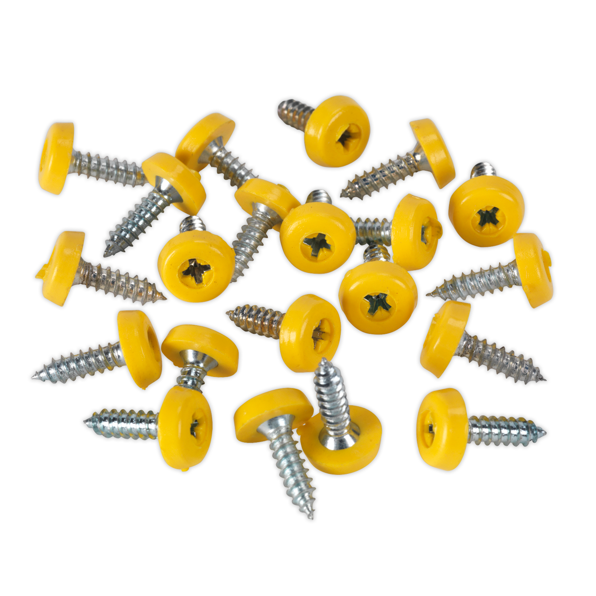 Numberplate Screw with Plastic Enclosed Head 4.8 x 18mm, Yellow - Pack of 50 PTNP2