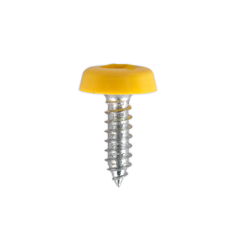 Numberplate Screw with Plastic Enclosed Head 4.8 x 18mm, Yellow - Pack of 50 PTNP2