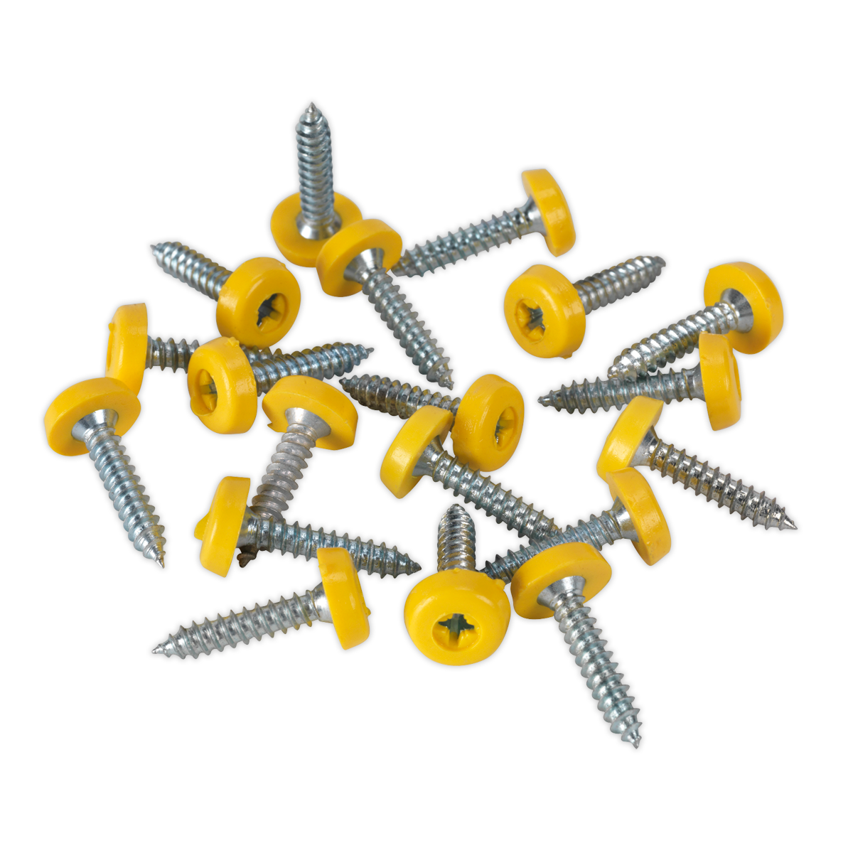 Numberplate Screw with Plastic Enclosed Head 4.8 x 24mm, Yellow - Pack of 50 PTNP6