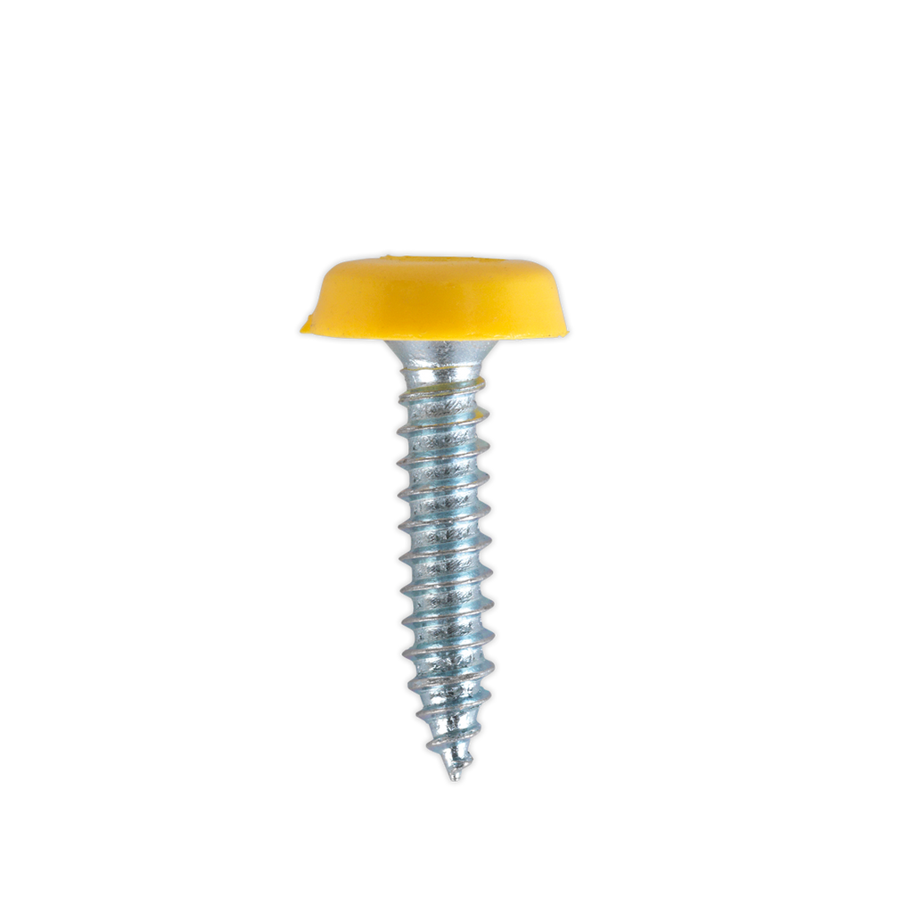 Numberplate Screw with Plastic Enclosed Head 4.8 x 24mm, Yellow - Pack of 50 PTNP6