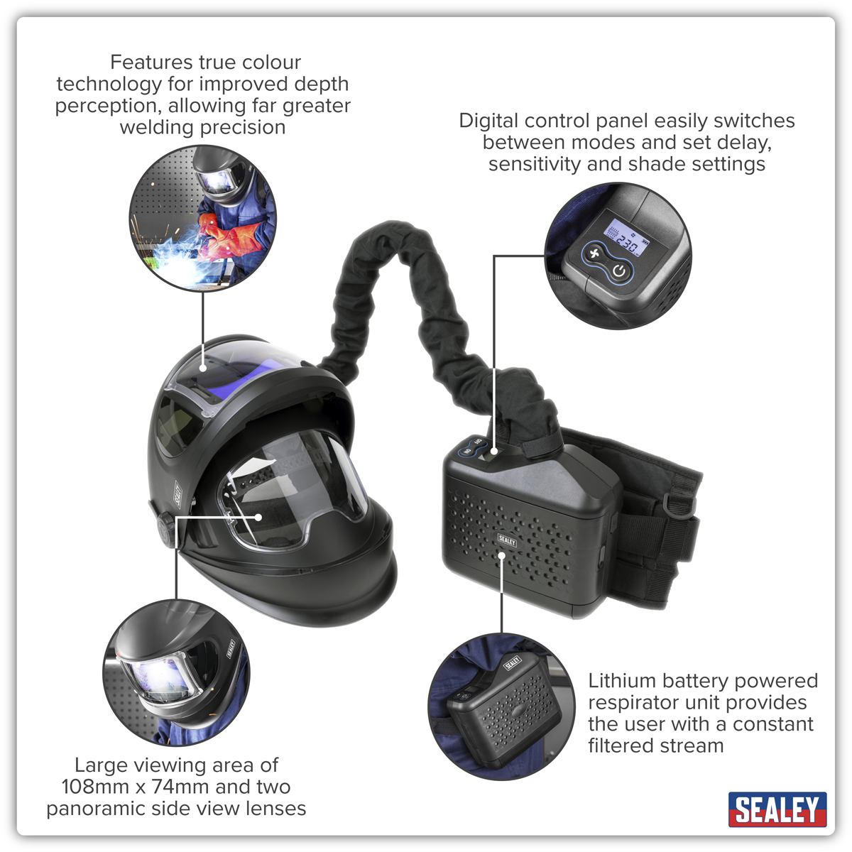 Auto Darkening Welding Helmet with TH3 Powered Air Purifying Respirator (PAPR) PWH618