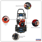 Pressure Washer 198bar 513L/hr Self-Priming 5.8hp Petrol PWM2500SP