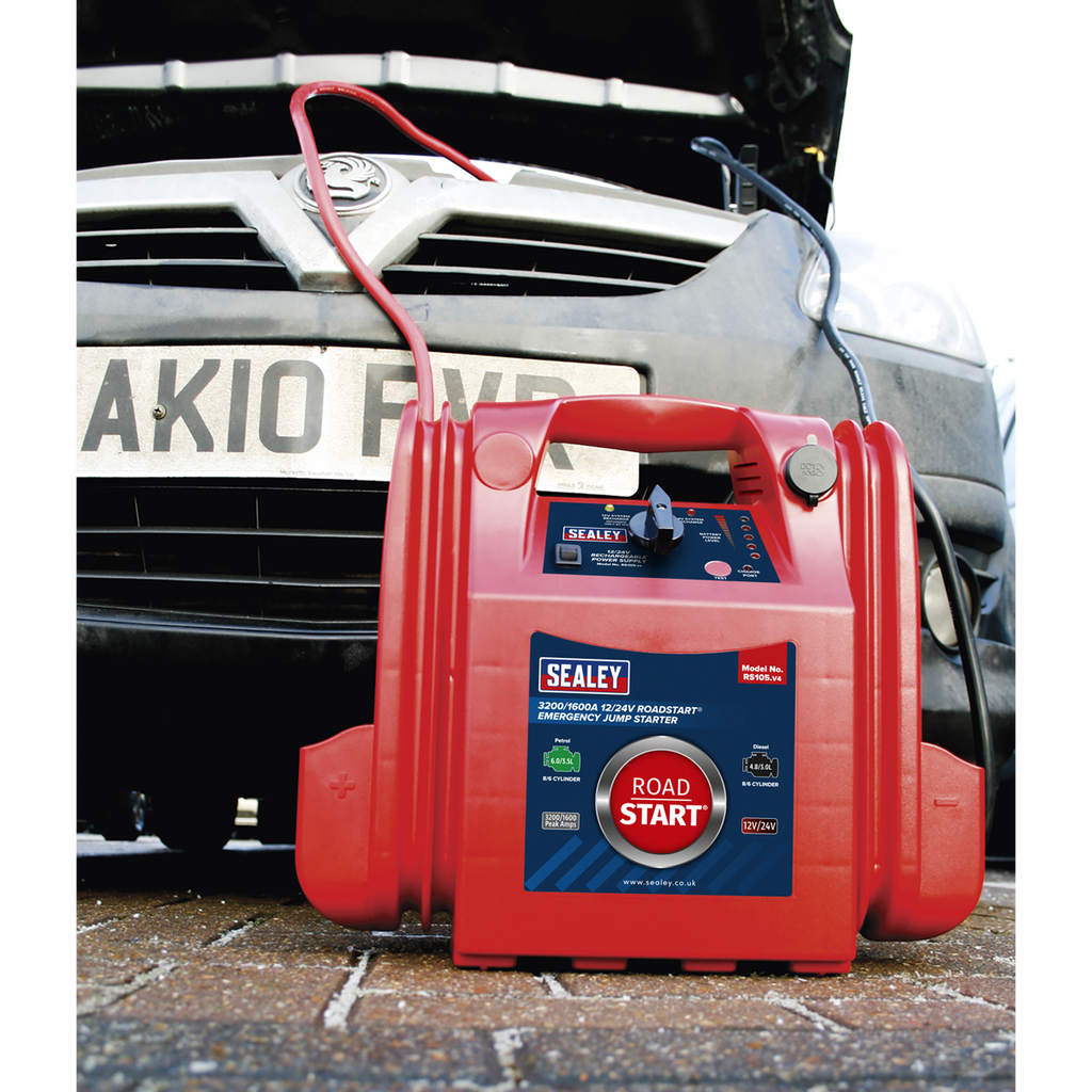 12/24V Emergency Jump Starter 3200/1600 Peak Amps RS105