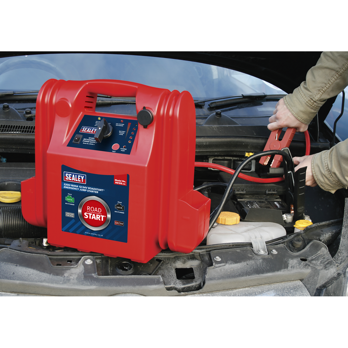 12/24V Emergency Jump Starter 3200/1600 Peak Amps RS105