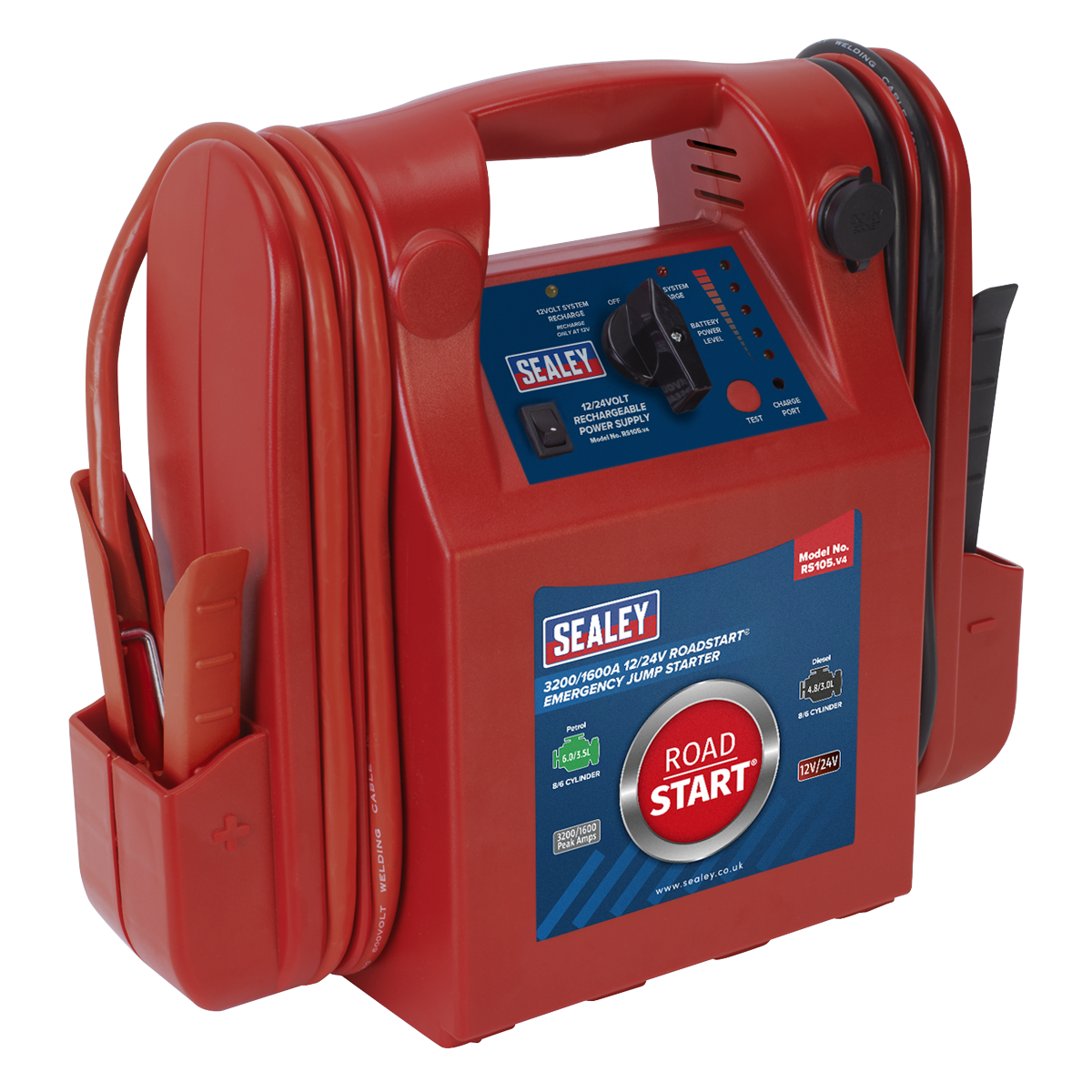 12/24V Emergency Jump Starter 3200/1600 Peak Amps RS105