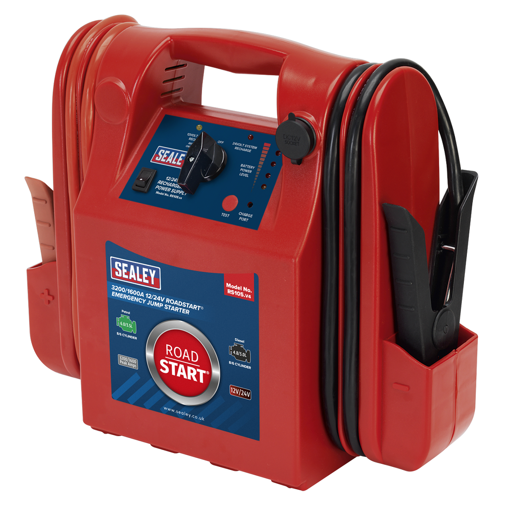 12/24V Emergency Jump Starter 3200/1600 Peak Amps RS105