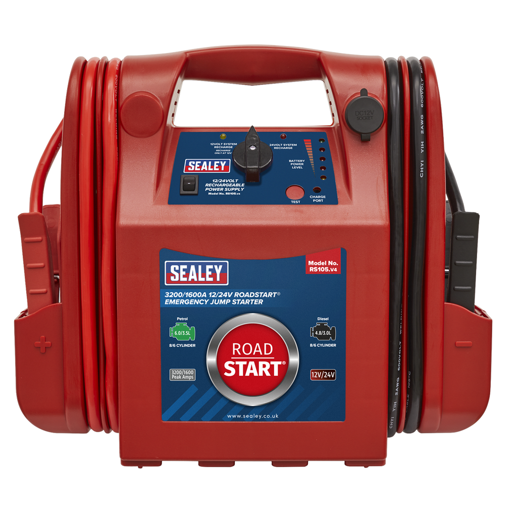 12/24V Emergency Jump Starter 3200/1600 Peak Amps RS105