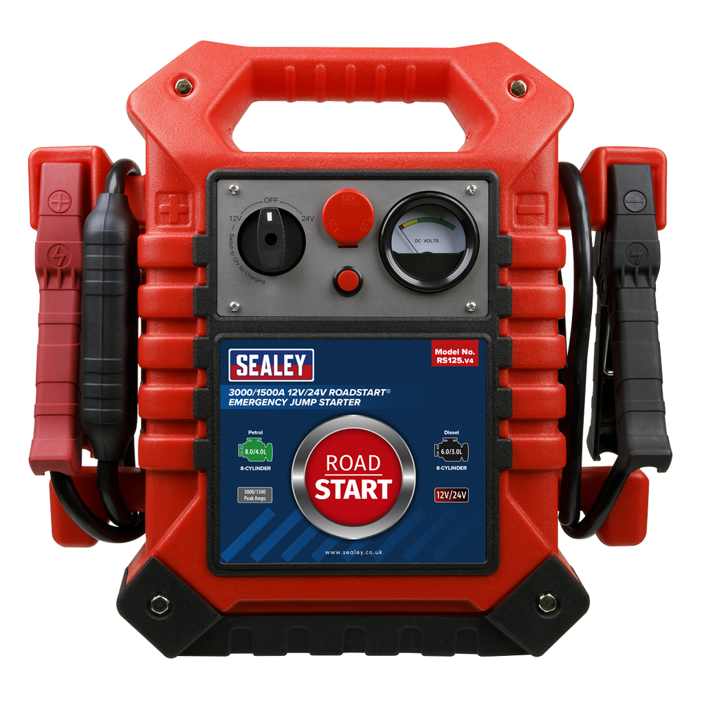 12/24V Emergency Jump Starter 3000/1500 Peak Amps RS125