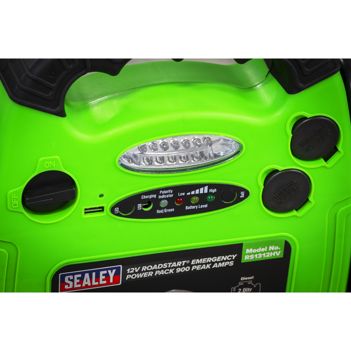 12V Emergency Jump Starter 900 Peak Amps - Hi-Vis Green RS1312HV