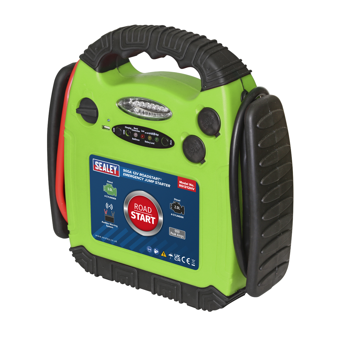 12V Emergency Jump Starter 900 Peak Amps - Hi-Vis Green RS1312HV