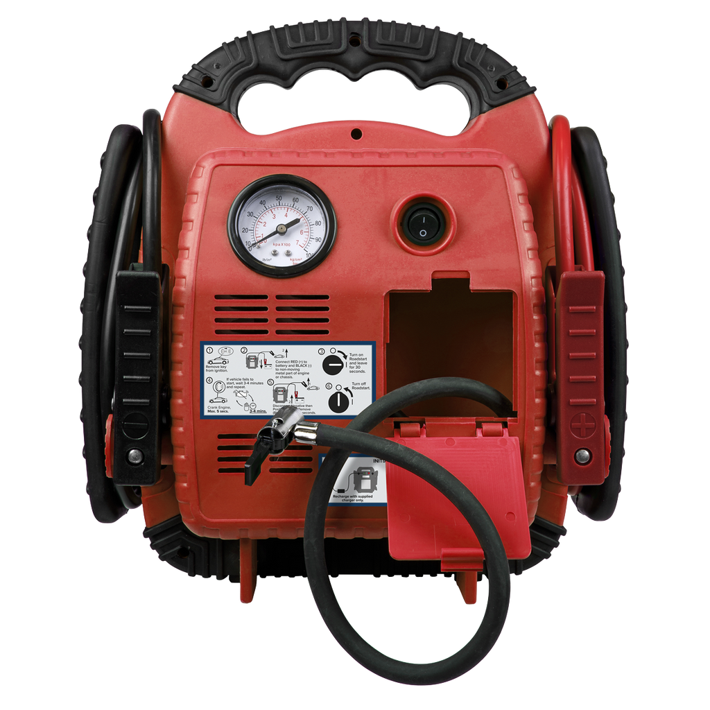 12V RoadStart® Emergency Jump Starter with Air Compressor 900 Peak Amps RS132