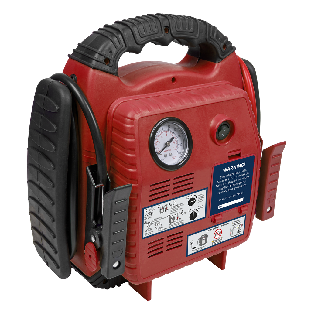 12V RoadStart® Emergency Jump Starter with Air Compressor 900 Peak Amps RS132
