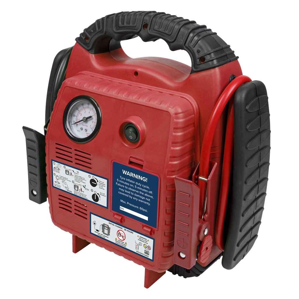12V RoadStart® Emergency Jump Starter with Air Compressor 900 Peak Amps RS132