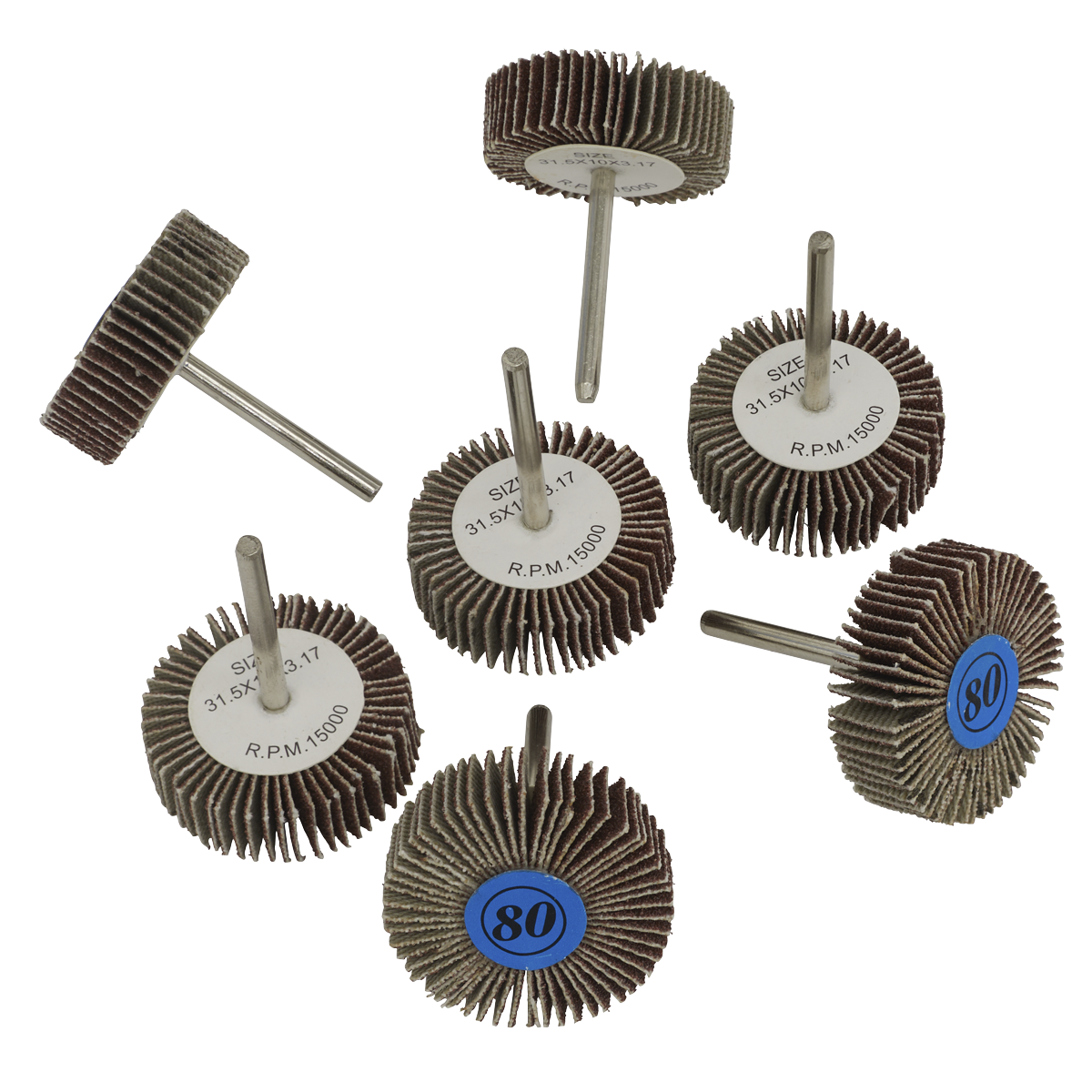 Rotary Tool Abrasive Flap Wheel Set 30mm 7pc RTA7FW