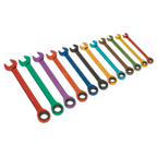 Multi-Coloured Combination Ratchet Spanner Set 12pc S01075
