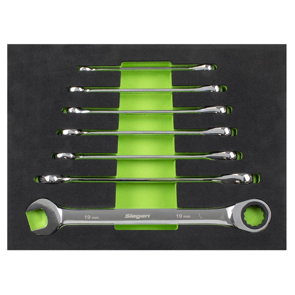 Combination Ratchet Spanner Set with Tool Tray 7pc S01142