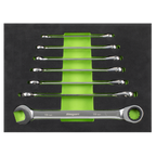 Combination Ratchet Spanner Set with Tool Tray 7pc S01142