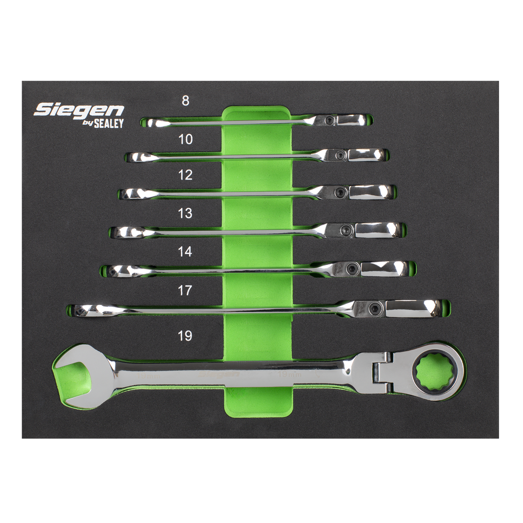 Combination Flexi-Head Ratchet Spanner Set 7pc S01143