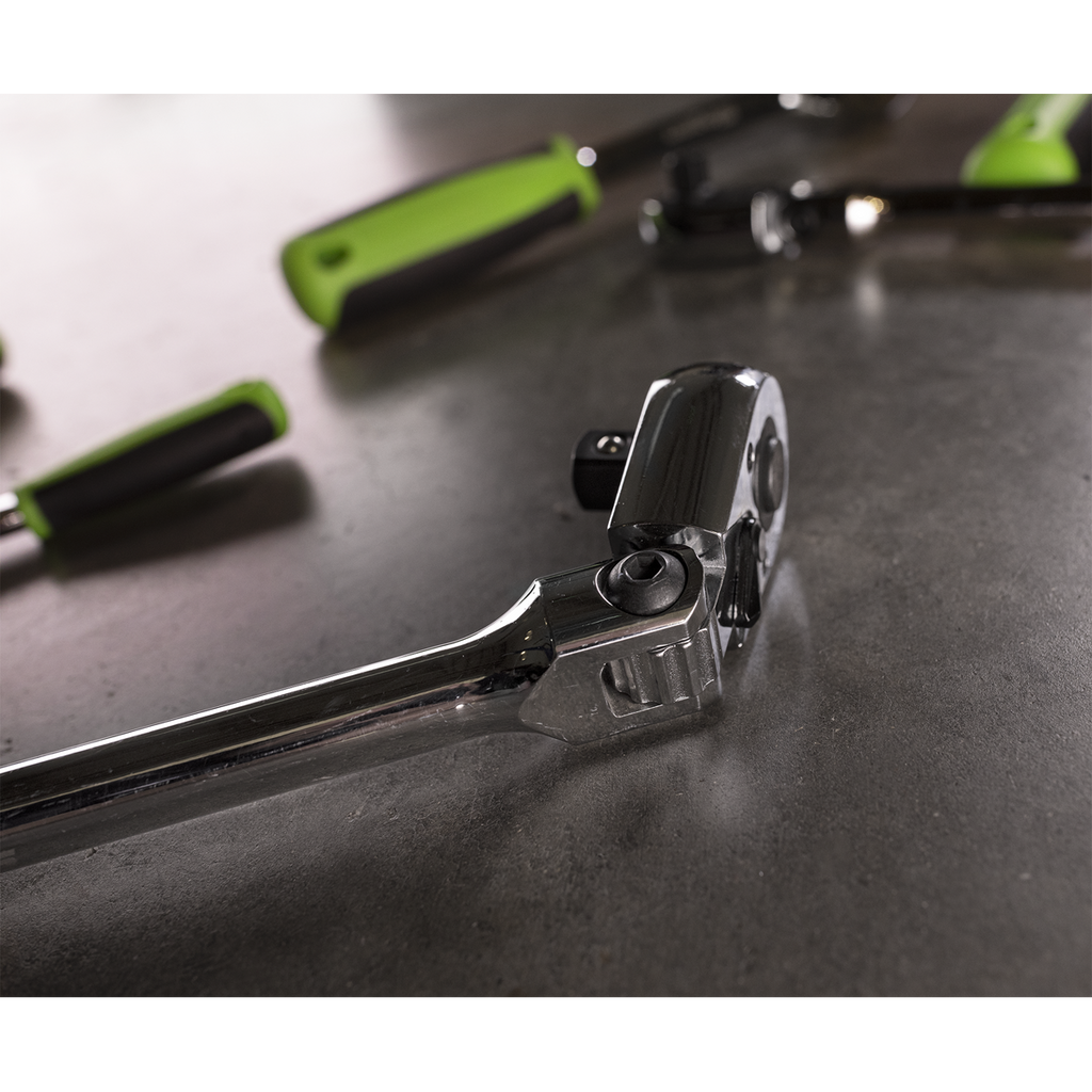 Extra-Long Flexi-Head Ratchet Wrench with Flip Reverse 3/8"Sq Drive S01208