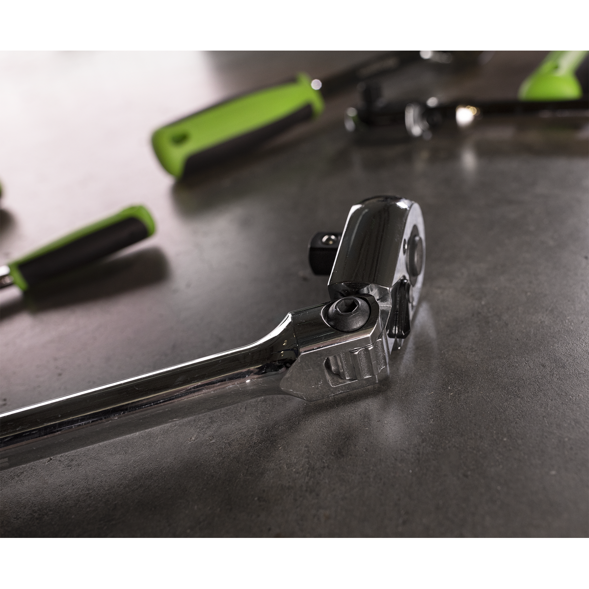 Extra-Long Flexi-Head Ratchet Wrench with Flip Reverse 3/8"Sq Drive S01208