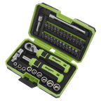 Socket & Bit Set 1/4"Sq Drive 38pc S01255