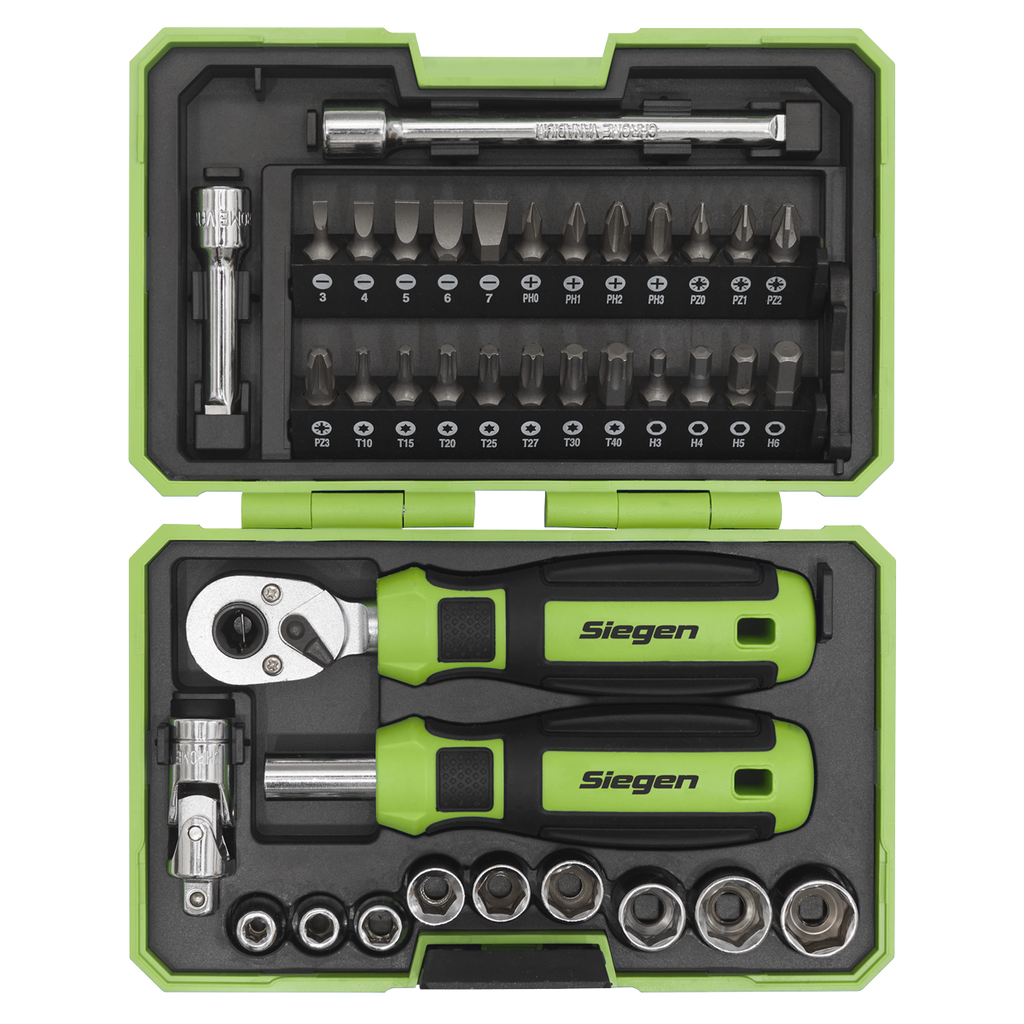 Socket & Bit Set 1/4"Sq Drive 38pc S01255