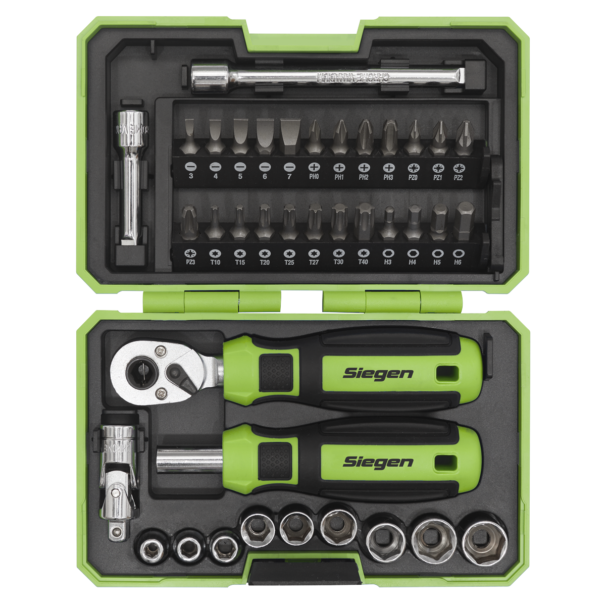 Socket & Bit Set 1/4"Sq Drive 38pc S01255