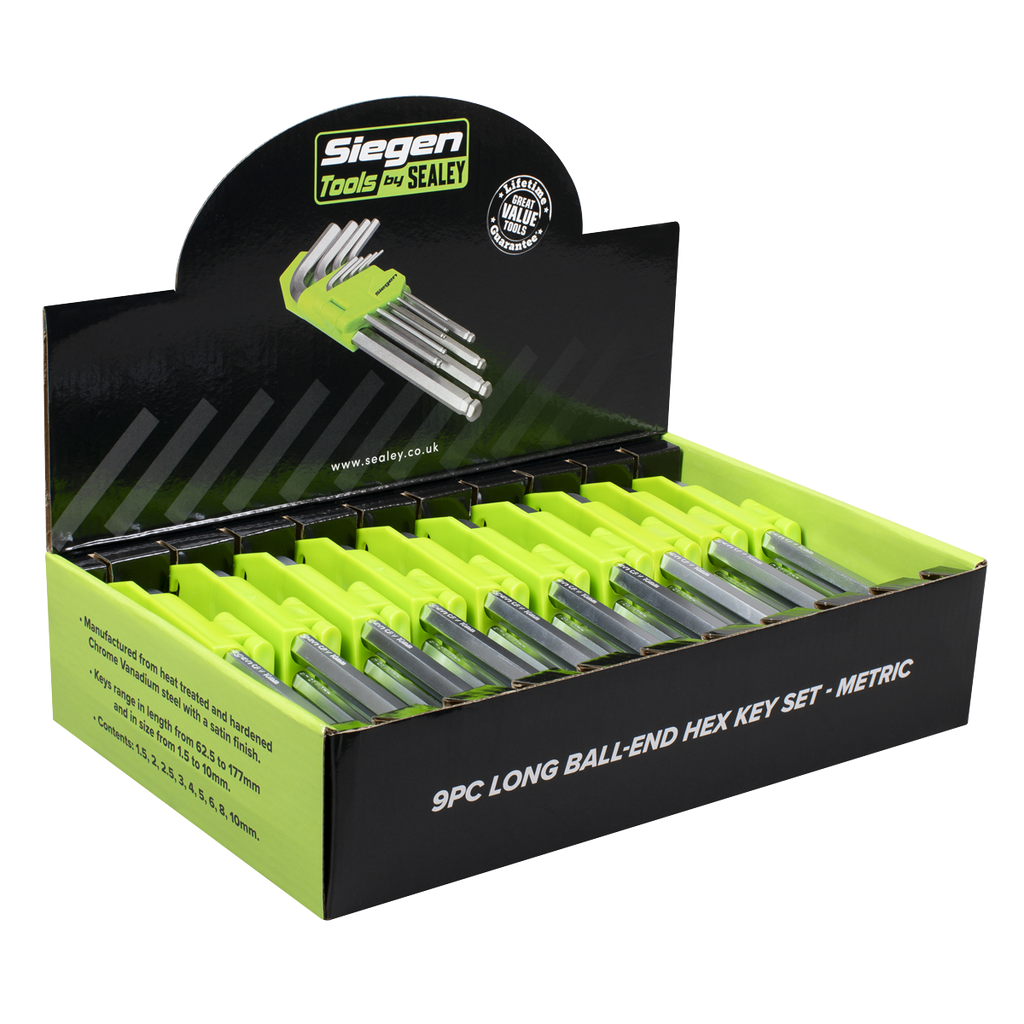 Long Ball-End Hex Key Set 9pc - Display Box of 10 S01263