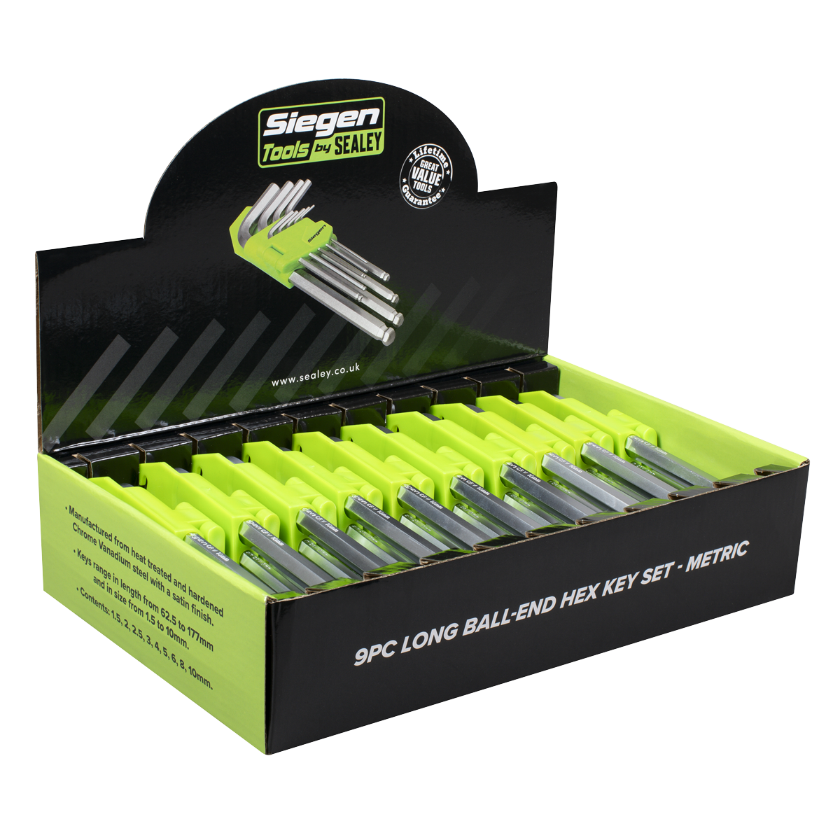 Long Ball-End Hex Key Set 9pc - Display Box of 10 S01263