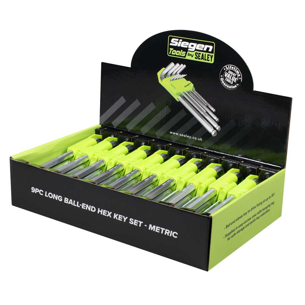 Long Ball-End Hex Key Set 9pc - Display Box of 10 S01263