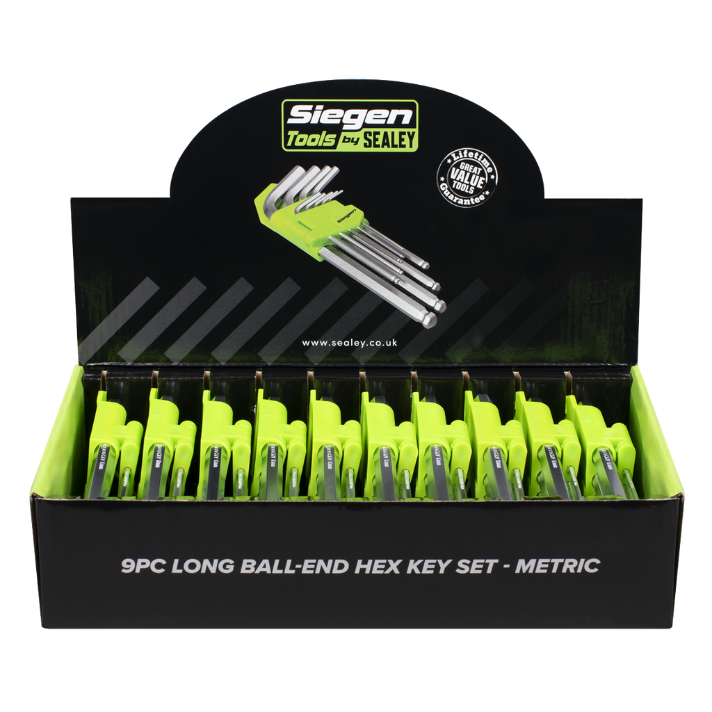 Long Ball-End Hex Key Set 9pc - Display Box of 10 S01263