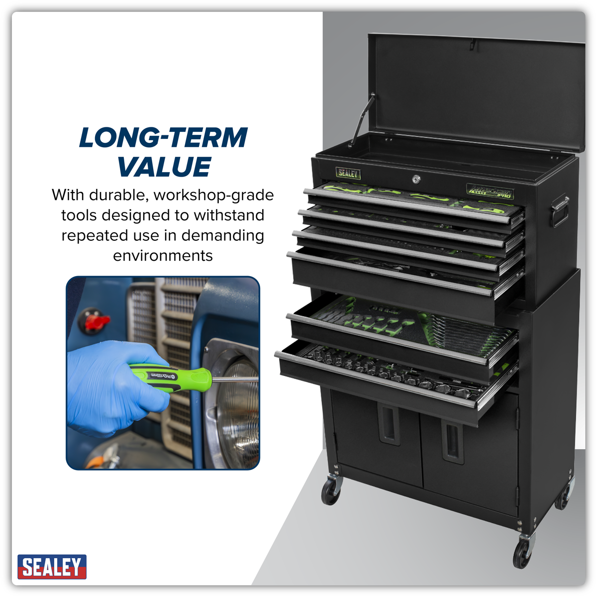 Topchest & Rollcab Combination 6 Drawer with 247pc Tool Kit S01267