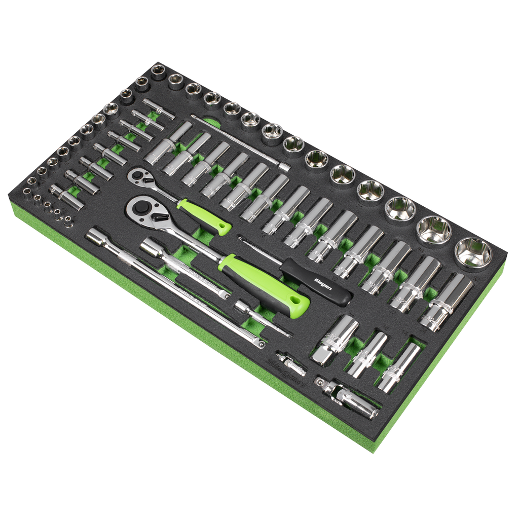Socket Set with Tool Tray 1/4" & 1/2"Sq Drive 62pc S01271