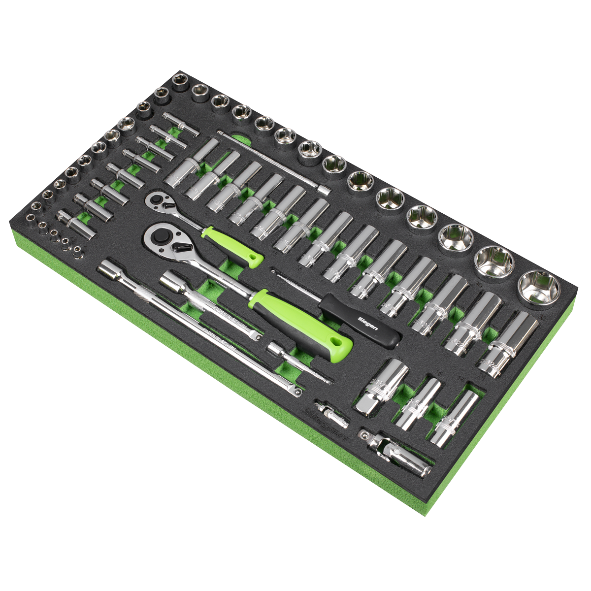 Socket Set with Tool Tray 1/4" & 1/2"Sq Drive 62pc S01271