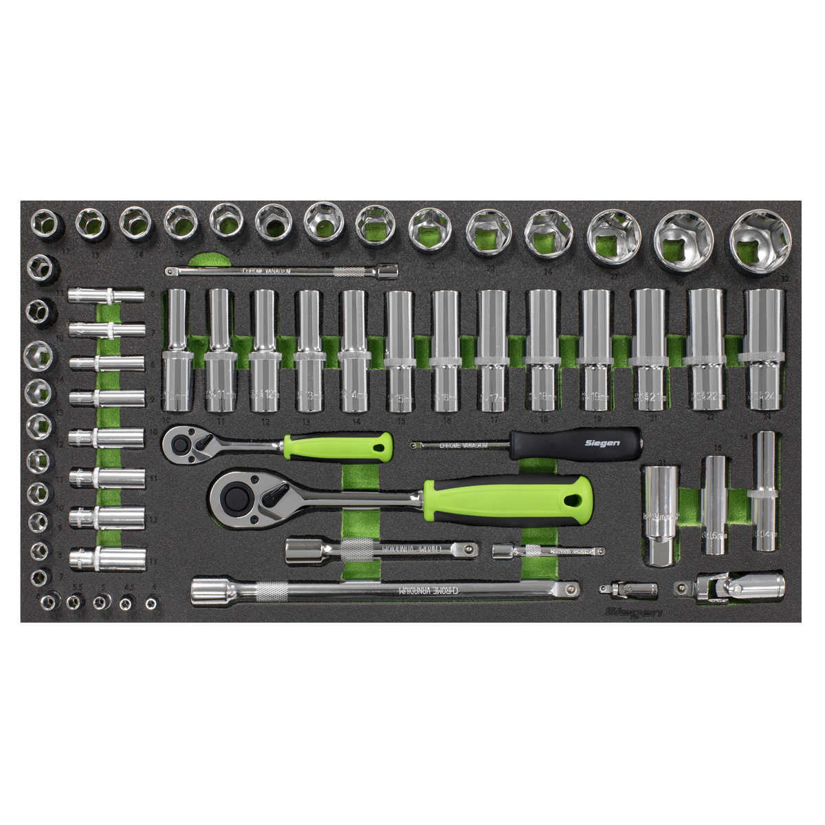 Socket Set with Tool Tray 1/4" & 1/2"Sq Drive 62pc S01271