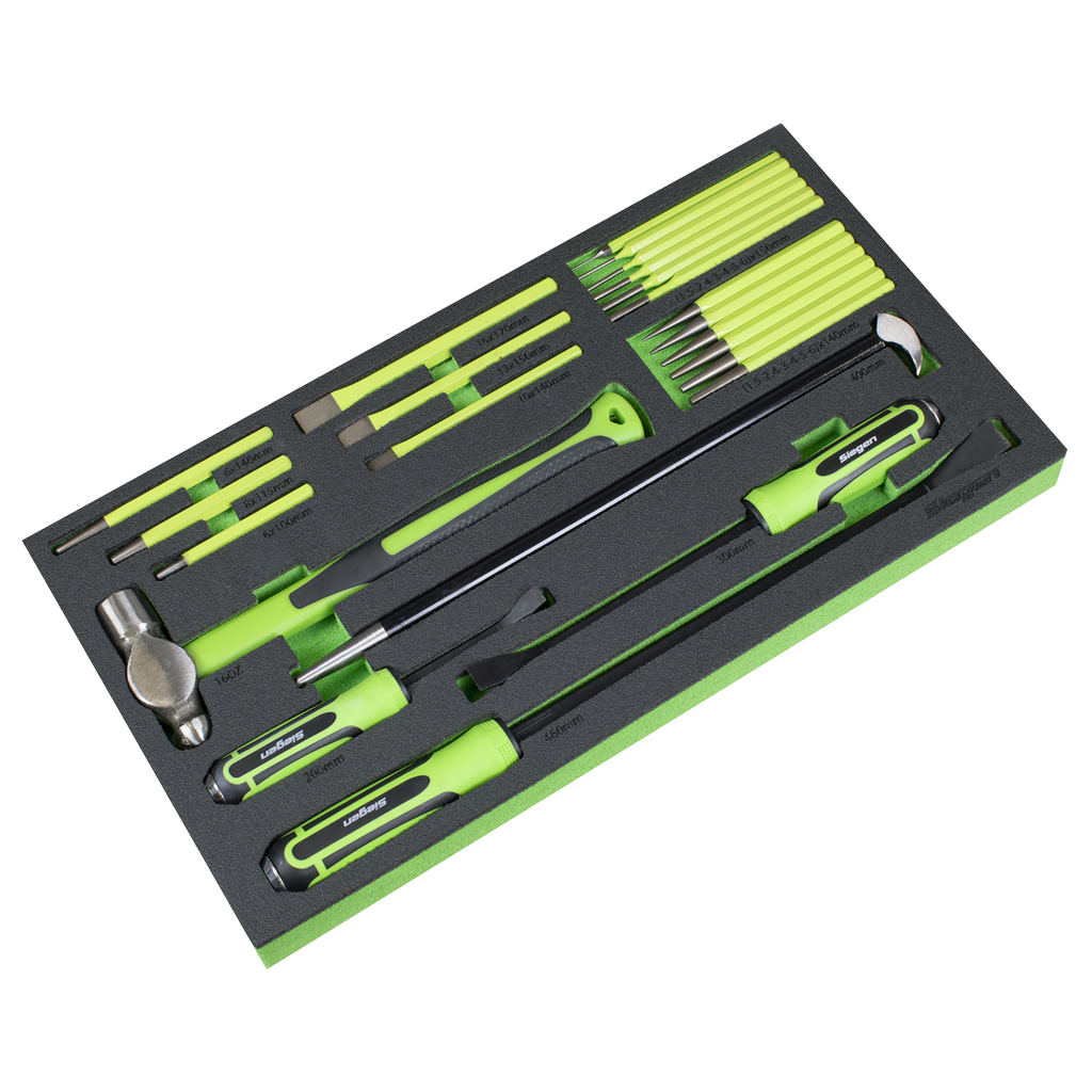 Pry Bar, Hammer & Punch Set with Tool Tray 23pc S01279