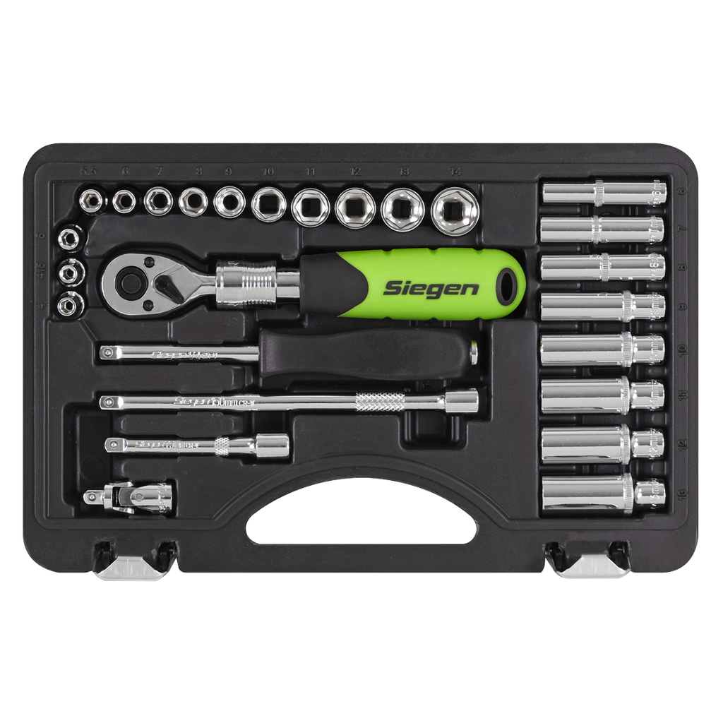 Extendable Ratchet Socket Set 1/4"Sq Drive 26pc S01286