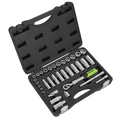 Extendable Ratchet Socket Set 3/8"Sq Drive 34pc S01287