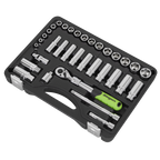 Extendable Ratchet Socket Set 3/8"Sq Drive 34pc S01287